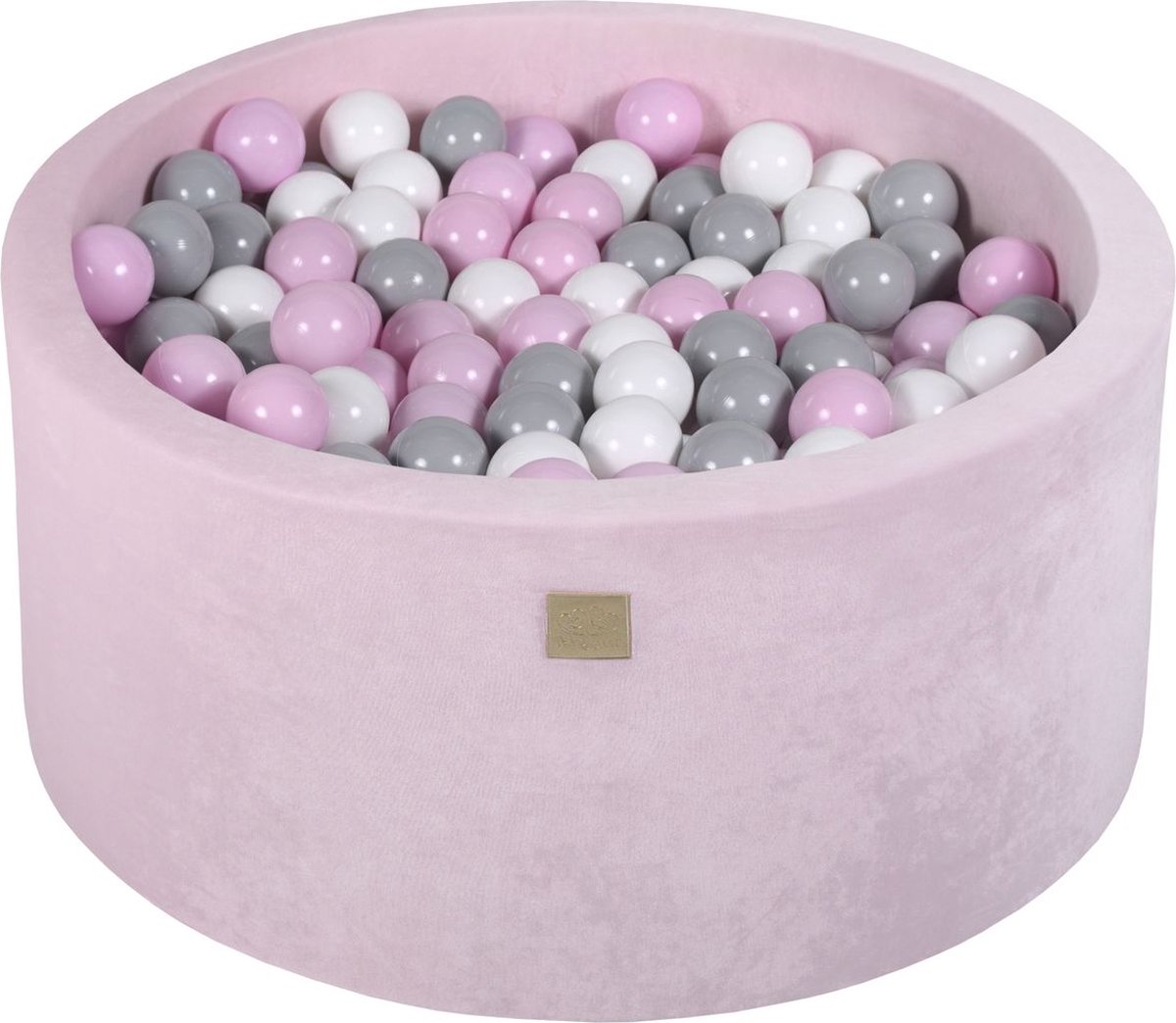 Ronde ballenbak VELVET 90x40 - Poeder Roze incl 300 ballen - Pastel Roze, Grijs, Wit |  je.nl
